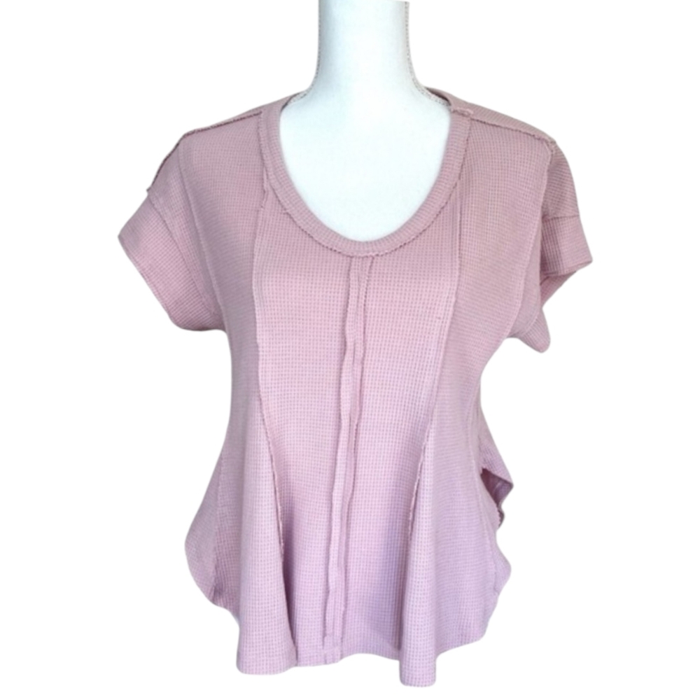 NWT Altar’d State Dusty Pink Waffle Knit Short Sleeve Top